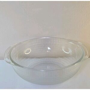 Vintage Pyrex 233 2L Clear Glass Ribbed Casserole Dish Oval Handles 2 Qt USA